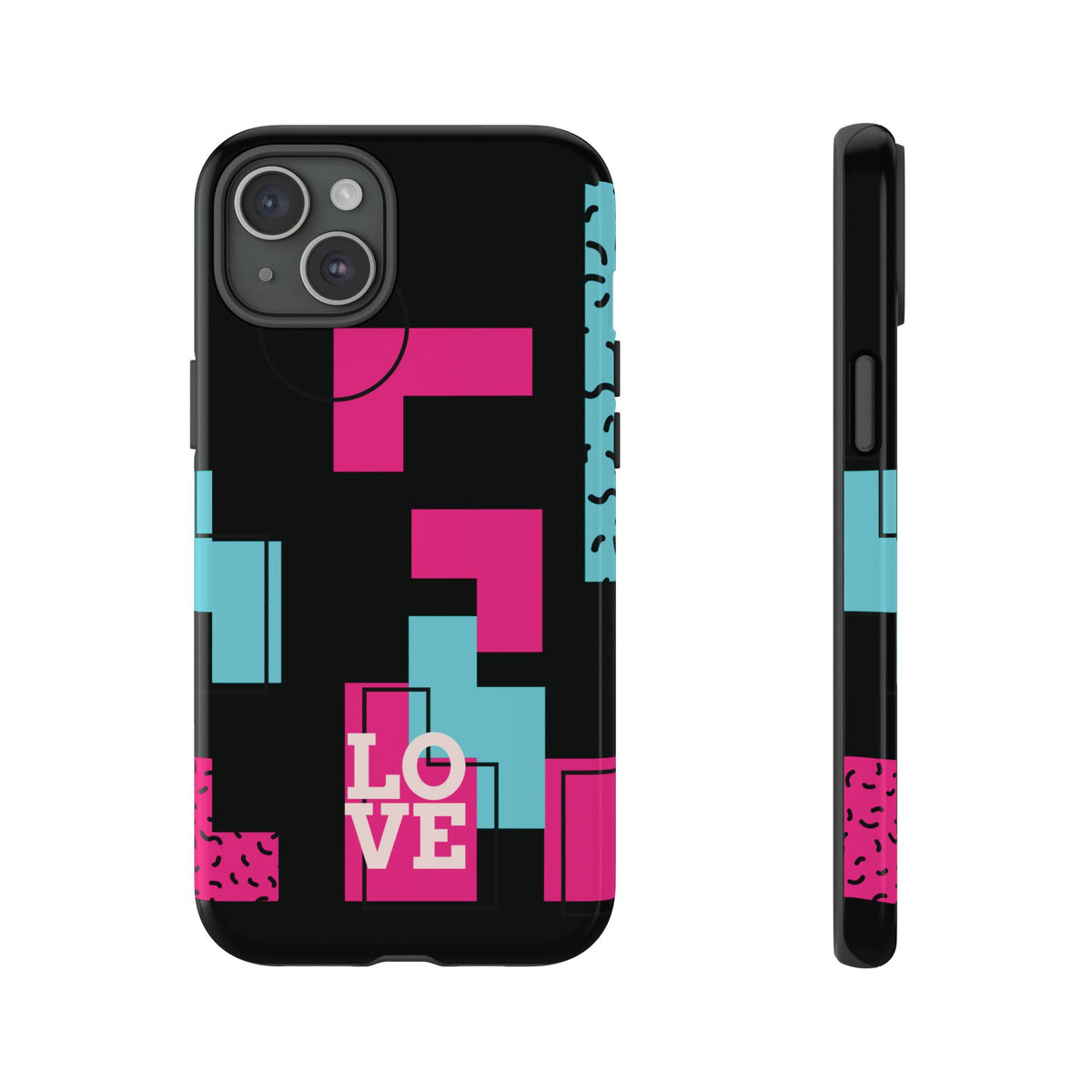 Retro Blocks LOVE Tough Case for iPhone, Galaxy or Google Pixel