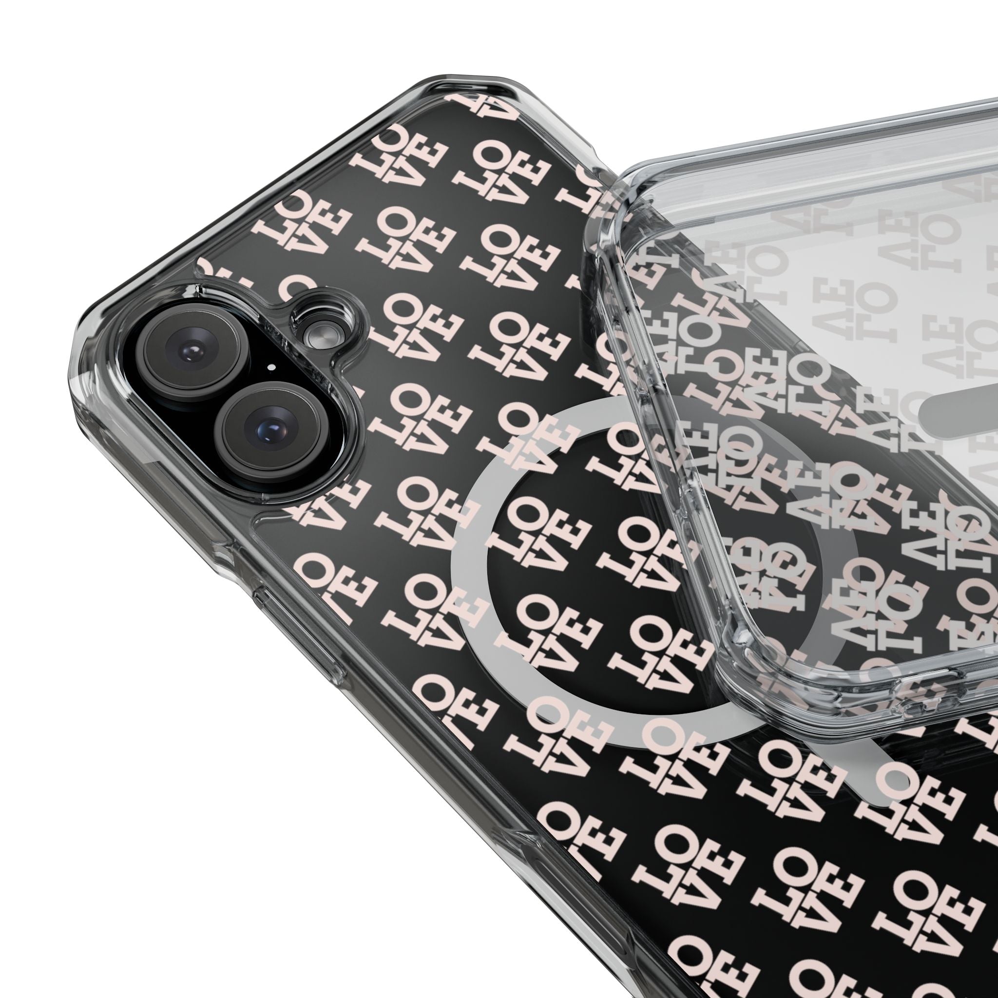 LOVE Magnetic iPhone 14, 15, 16 Series Clear Impact Cases