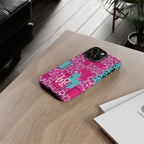 Retro Love Pink Leopard RG Tough Phone Case for iPhone, Galaxy, or Google Pixel