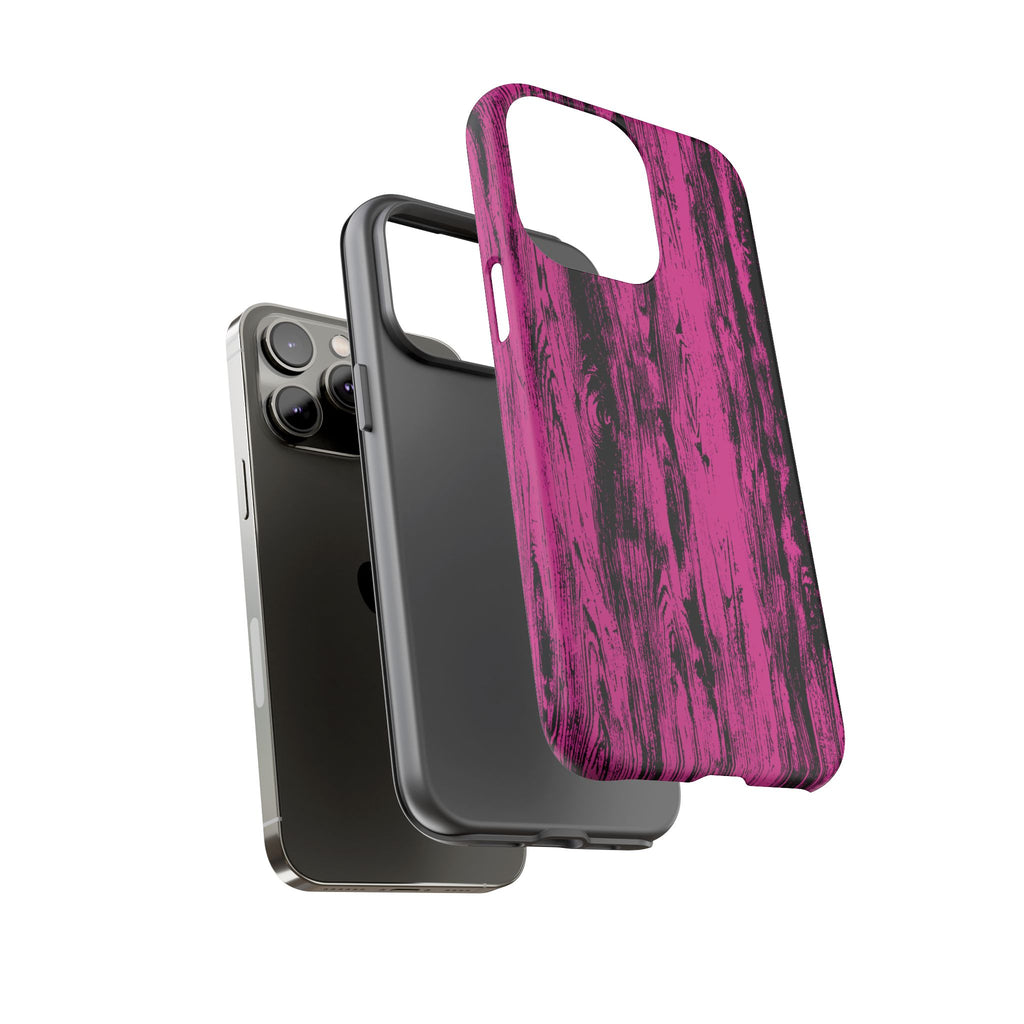 Hot Pink wood print Design Tough Phone Case for iPhone, Galaxy, or Google Pixel