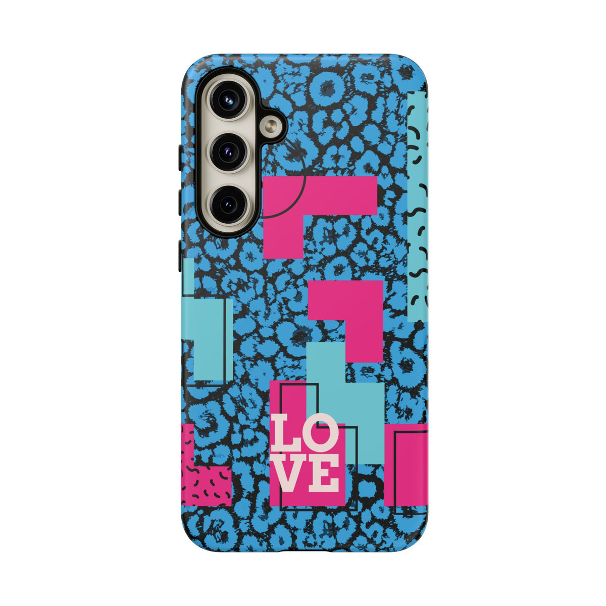 LOVE Blue Leopard 80s Vibe Tough Case for iPhone, Galaxy, or Google Pixel