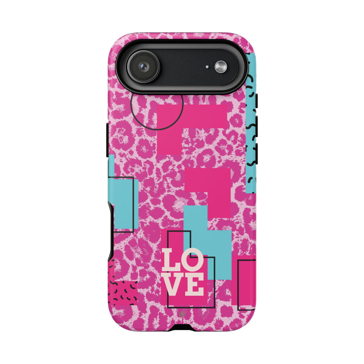 Retro Love Pink Leopard RG Tough Phone Case for iPhone, Galaxy, or Google Pixel