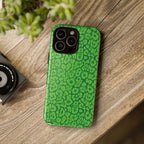 Neon Green Leopard Tough Phone Case for iPhone, Galaxy, or Google Pixel