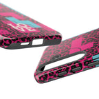 Pink Love Retro Blocks Leopard RG Tough Phone Case for iPhone, Galaxy, or Google Pixel