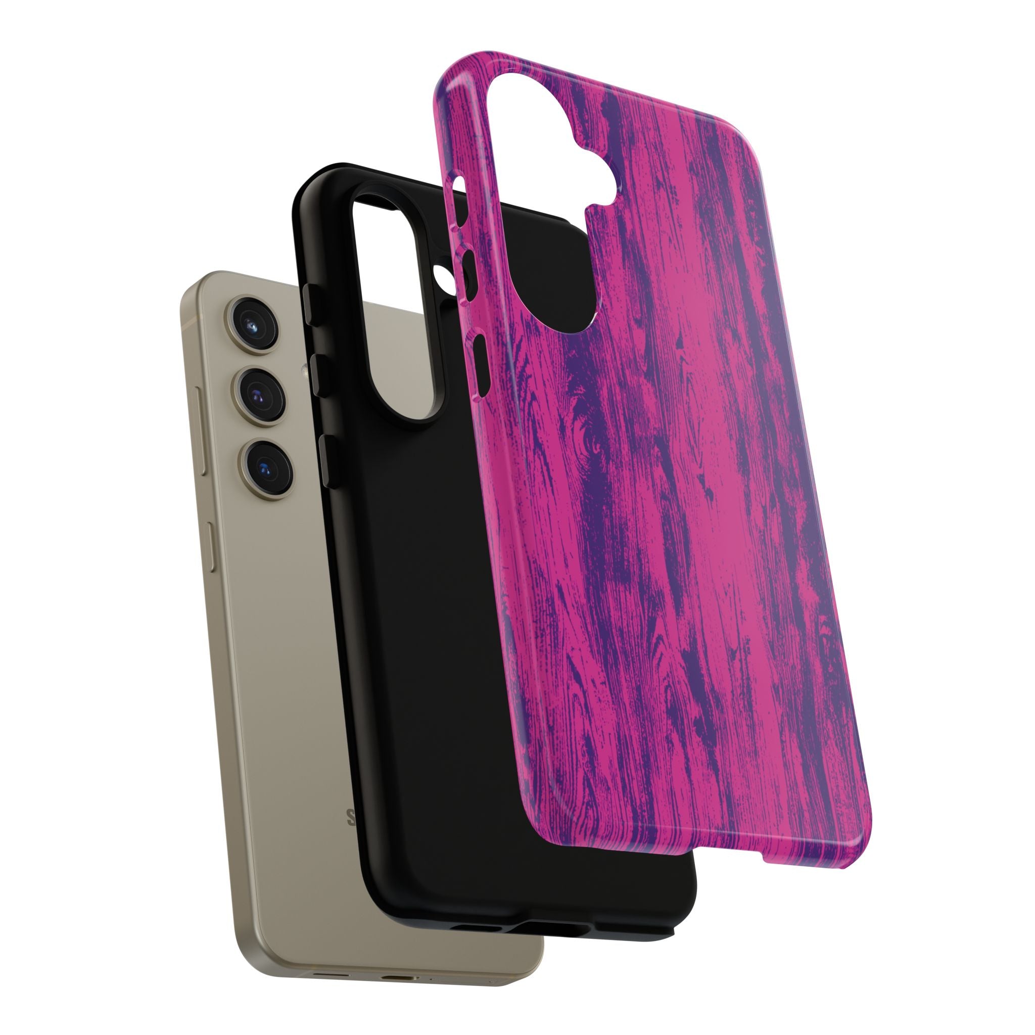 Pink Purple Wood Tough Phone Case iPhone, Galaxy, or Google Pixel