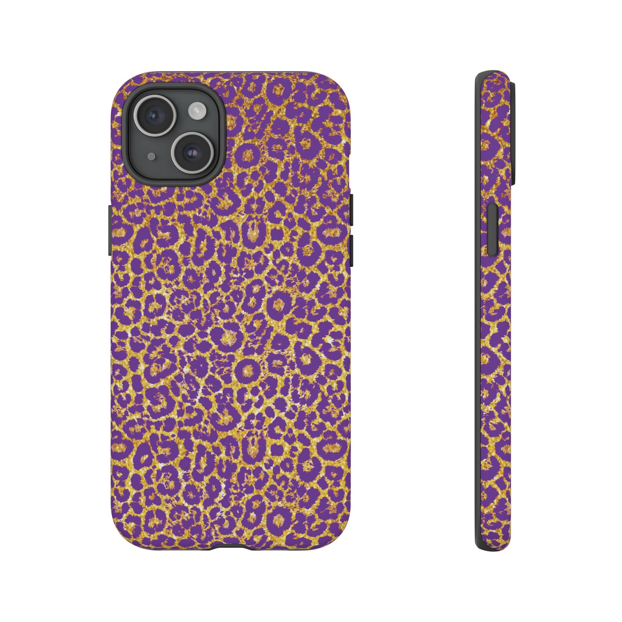 Purple Gold Leopard Tough Phone Case for iPhone, Galaxy, or Google Pixel