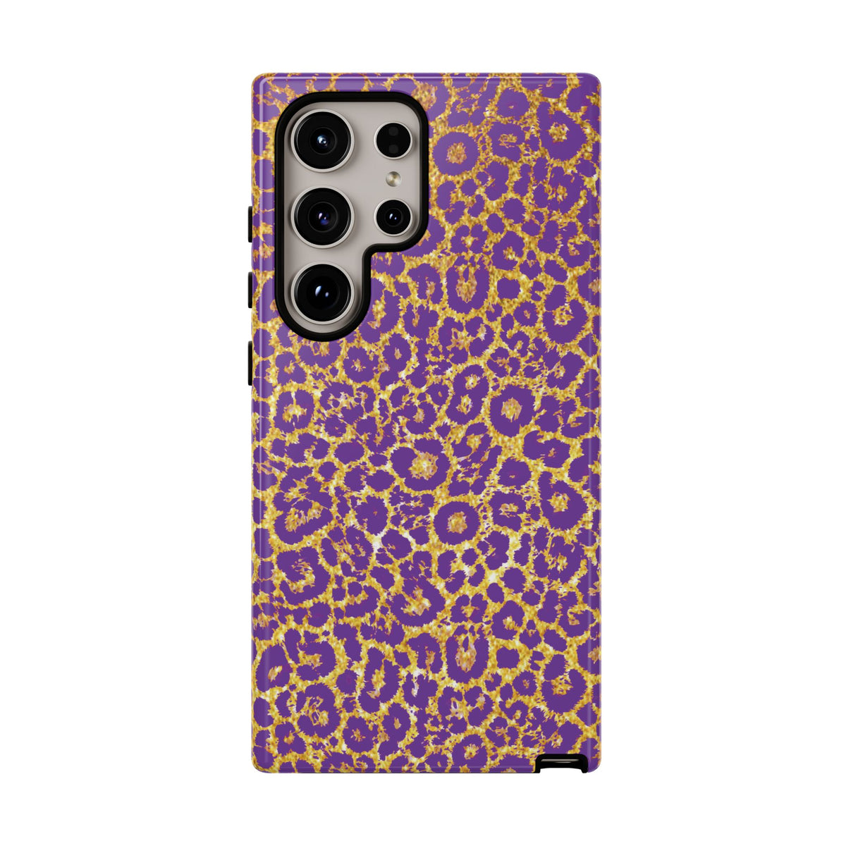 Purple Gold Leopard Tough Phone Case for iPhone, Galaxy, or Google Pixel