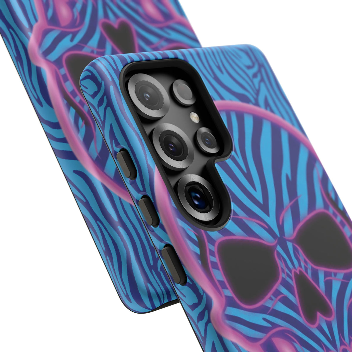 Neon Zebra Skull Tough Phone Case for iPhone, Galaxy, or Google Pixel