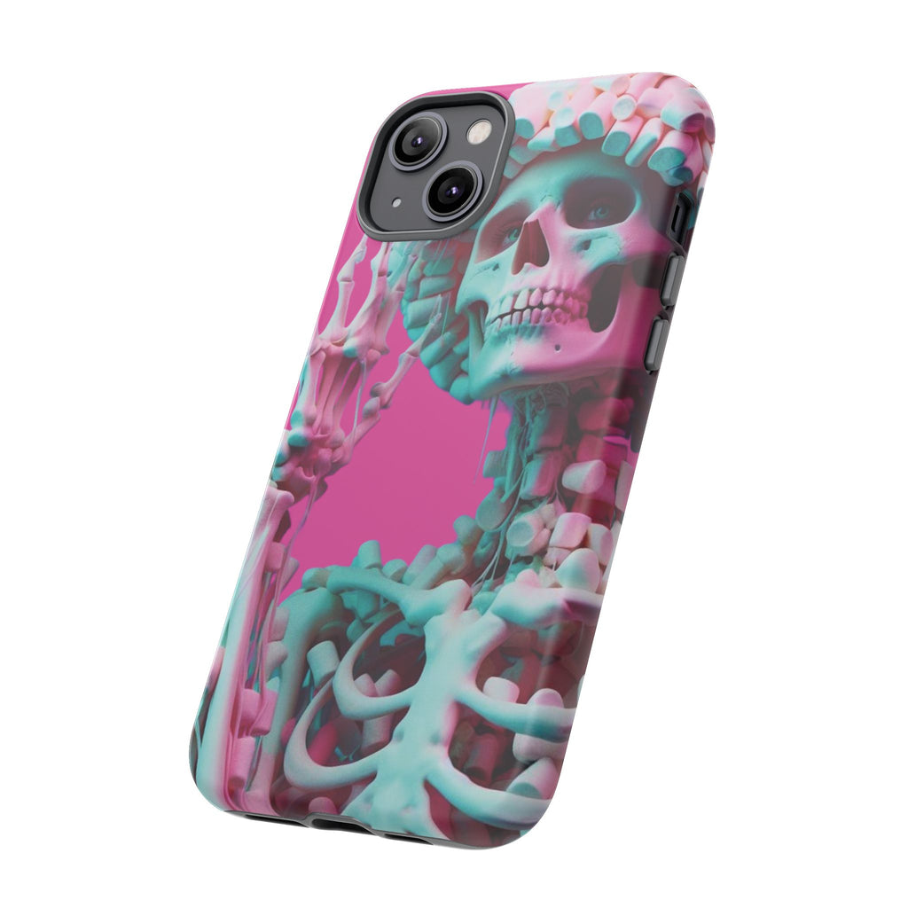 Neon Pink Skeleton Tough Phone Case for iPhone, Galaxy and Google Pixel