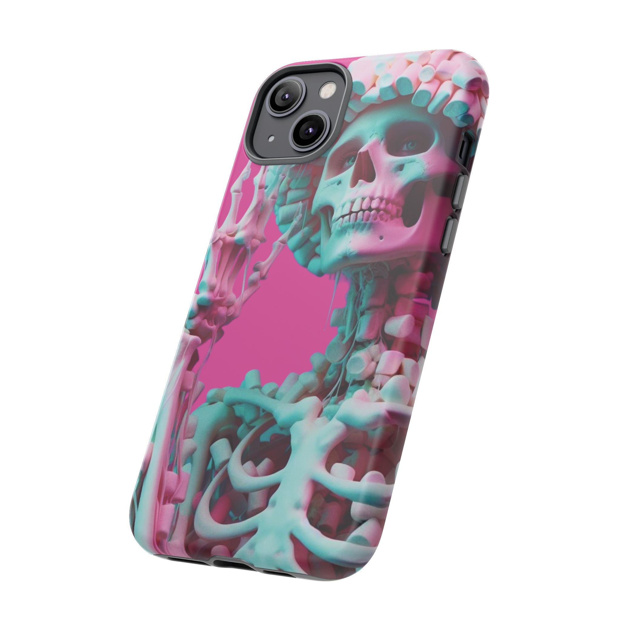 Neon Pink Skeleton Tough Phone Case for iPhone, Galaxy and Google Pixel