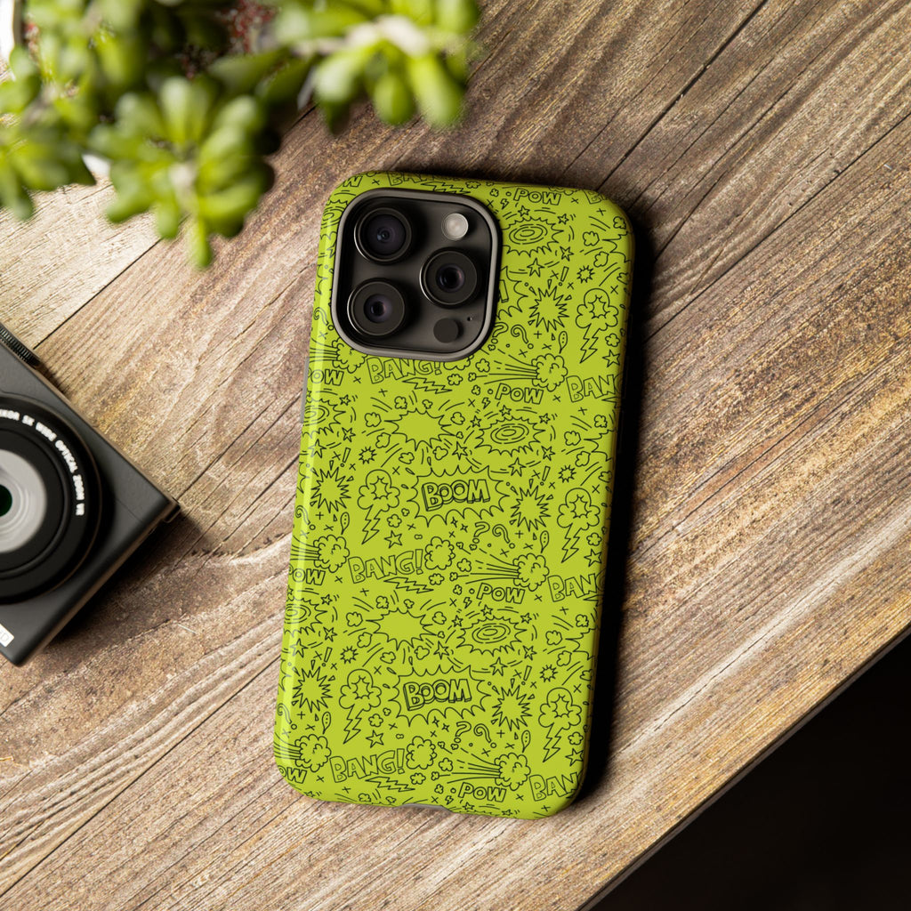 Neon Lime Wow Tough Case for iPhone, Galaxy, or Google Pixel