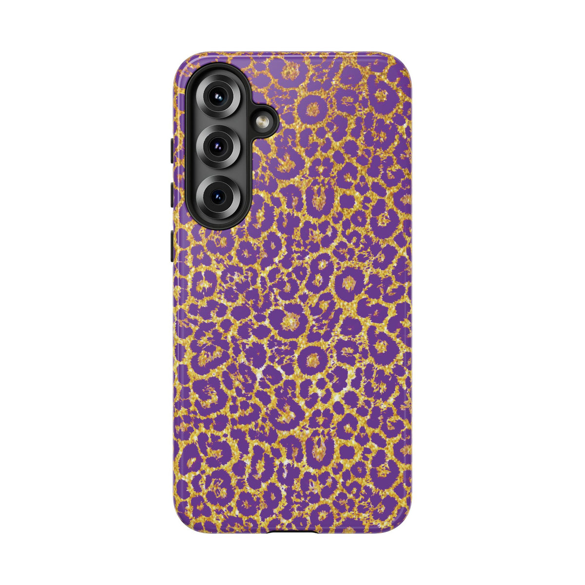 Purple Gold Leopard Tough Phone Case for iPhone, Galaxy, or Google Pixel