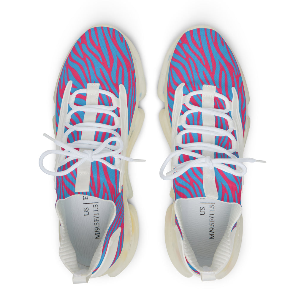 Blue Pink Zebra Men's Mesh Sneakers