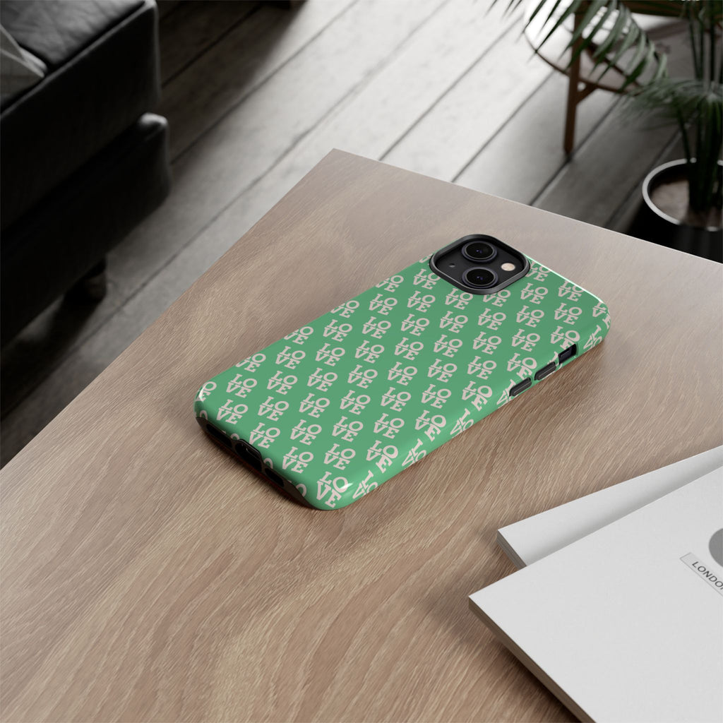 LOVE Aqua Tough Phone Case for iPhone, Galaxy, or Google Pixel