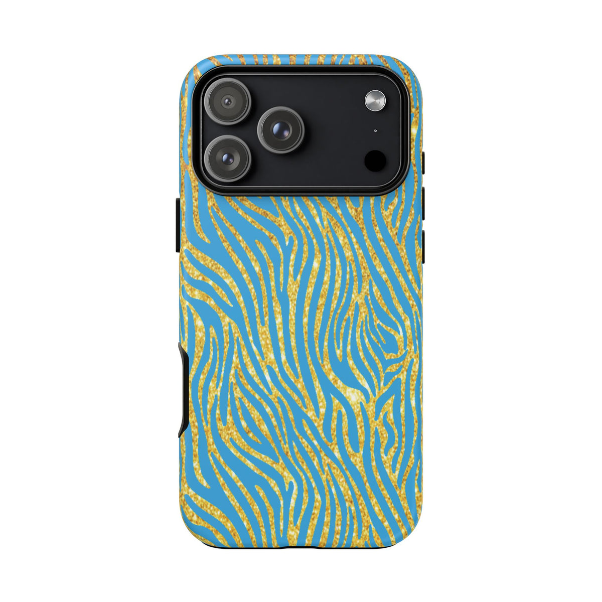 Blue Gold Zebra Tough Case for iPhone, Galaxy, or Google Pixel