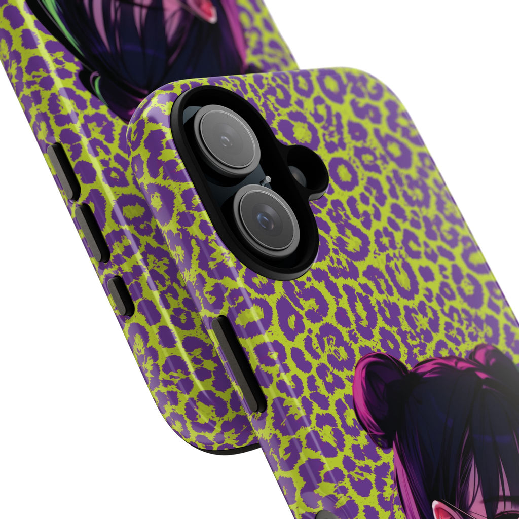 Purple Neon Lime Leopard Kz Tough Case for iPhone, Galaxy, or Google Pixel