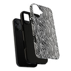 Black and White Zebra Print Tough Case iPhone, Galaxy and Google Pixel