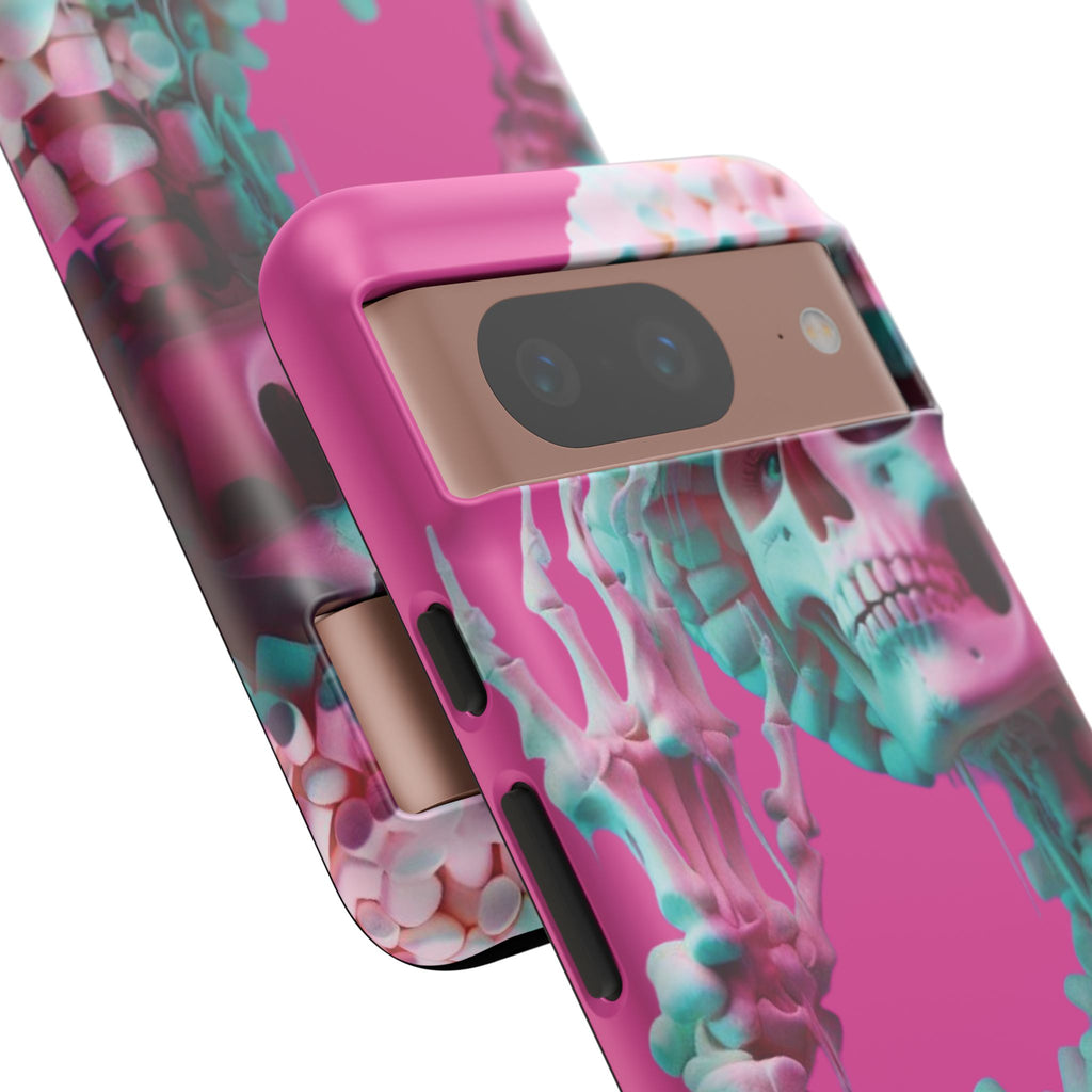 Neon Pink Skeleton Tough Phone Case for iPhone, Galaxy and Google Pixel