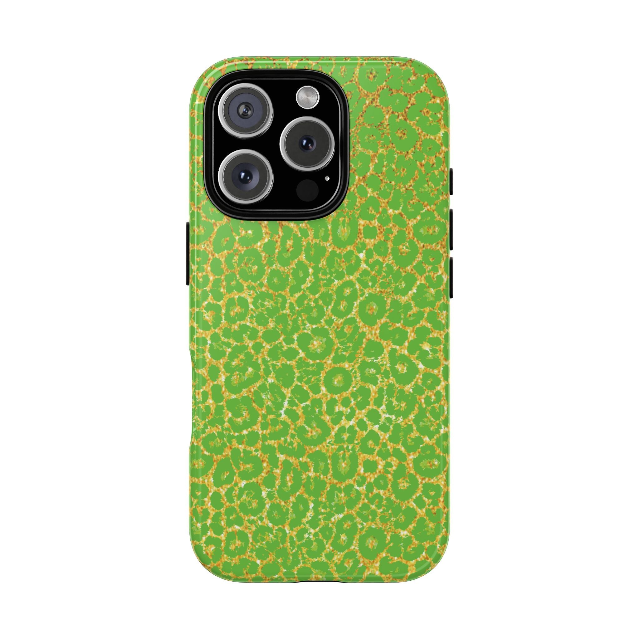 Neon Green Gold Leopard Tough Phone Case iPhone, Galaxy, or Google Pixel
