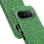 Blue Neon Green  Leopard Tough Phone Case for iPhone, Galaxy, or Google Pixel