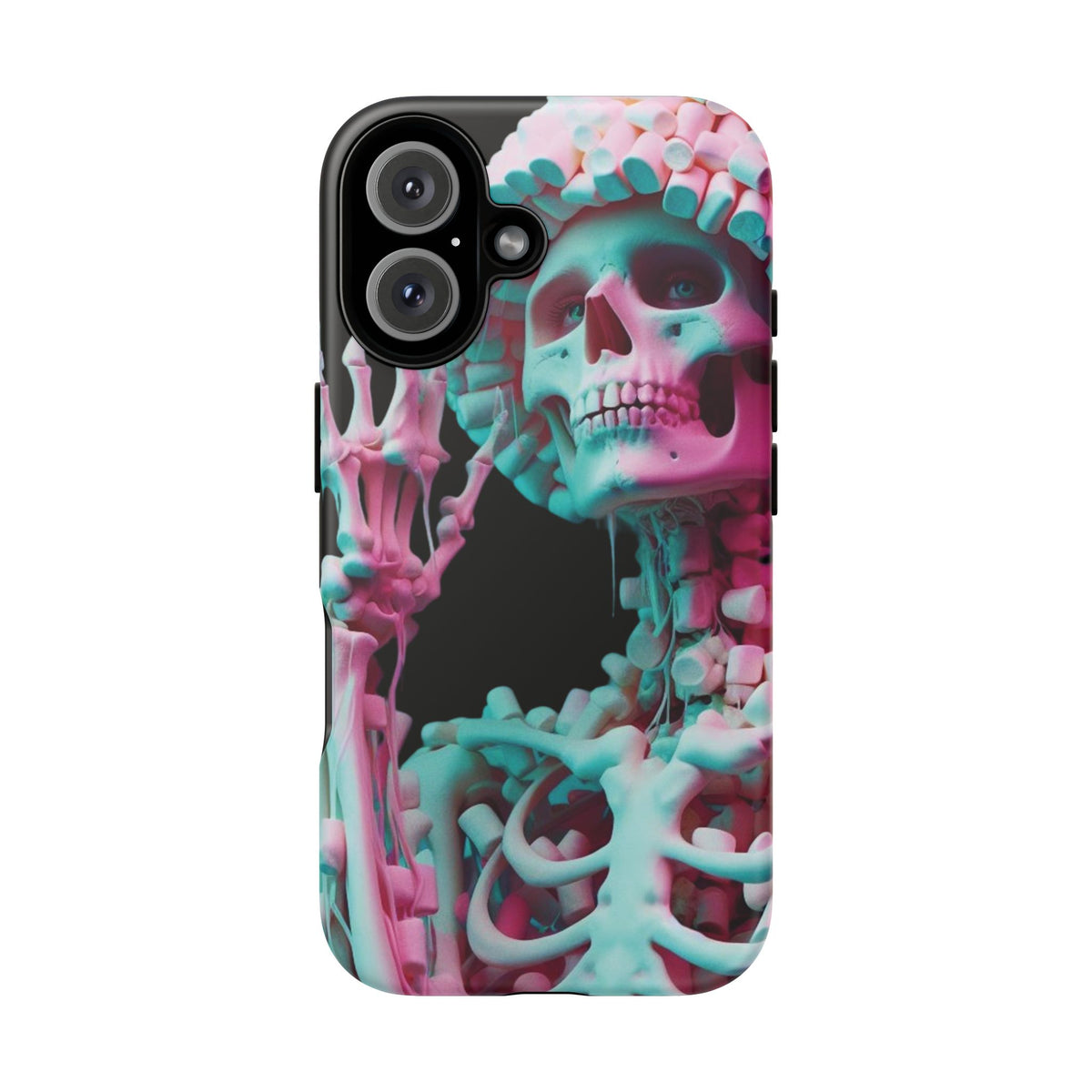 Neon Pink Skeleton (Black) Tough Phone Case for iPhone, Galaxy, or Google Pixel