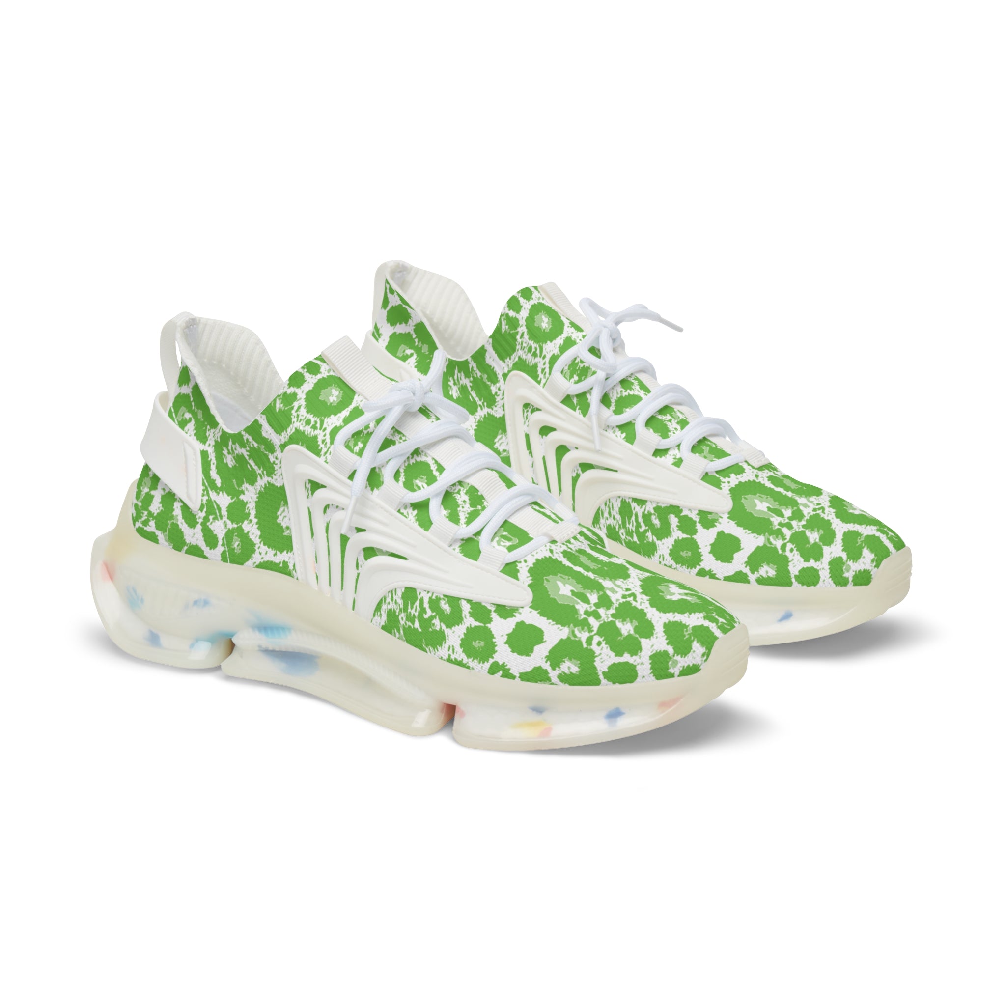 Neon Green Leopard Men's Mesh Sneakers