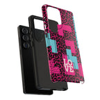 Pink Love Retro Blocks Leopard RG Tough Phone Case for iPhone, Galaxy, or Google Pixel