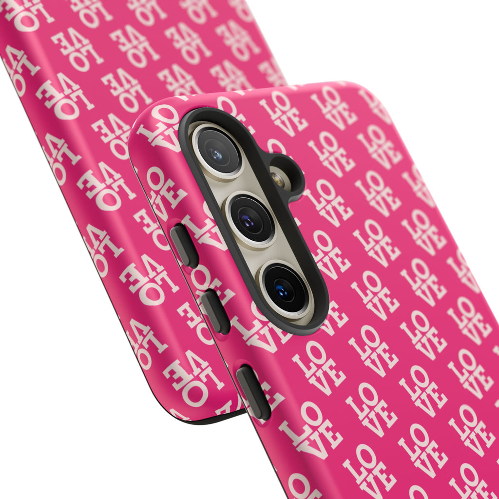 Vibrant Pink LOVE Tough Case iPhone, Galaxy, or Google Pixel