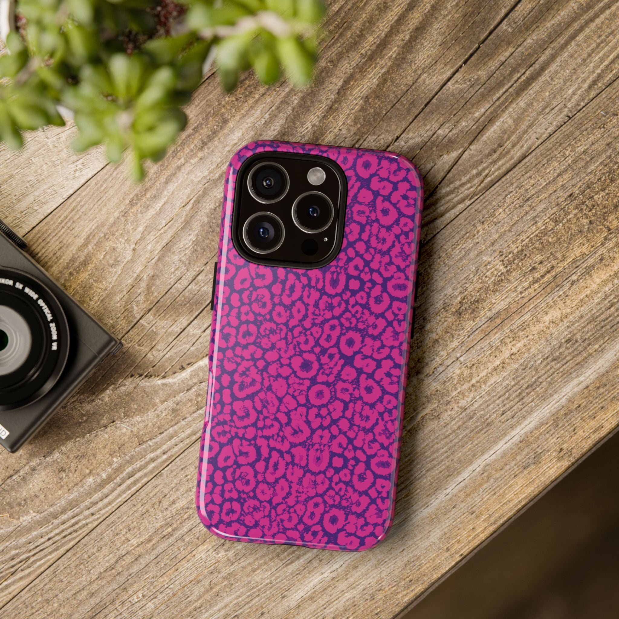 Pink Purple Leopard Tough Phone Case iPhone, Galaxy and Google Pixel