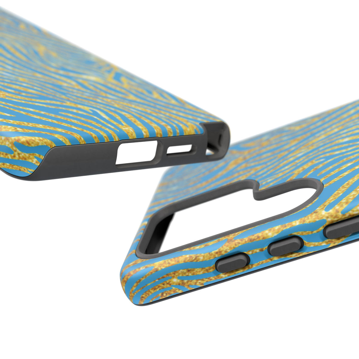 Blue Gold Zebra Tough Case for iPhone, Galaxy, or Google Pixel