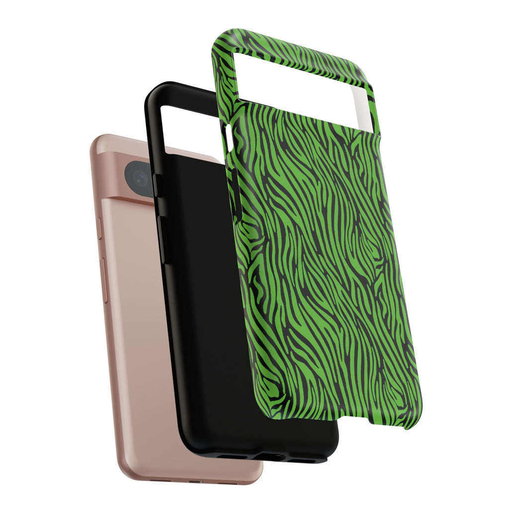 Neon Green Zebra Tough Phone Case iPhone, Galaxy, or Google Pixel