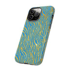 Blue Gold Zebra Tough Case for iPhone, Galaxy, or Google Pixel
