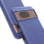 Leopard Printed Purple Blue Tough Phone Case for iPhone, Galaxy, or Google Pixel