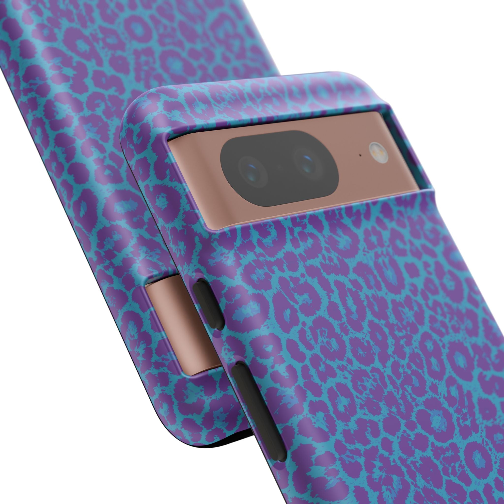 Leopard Printed Purple Blue Tough Phone Case for iPhone, Galaxy, or Google Pixel