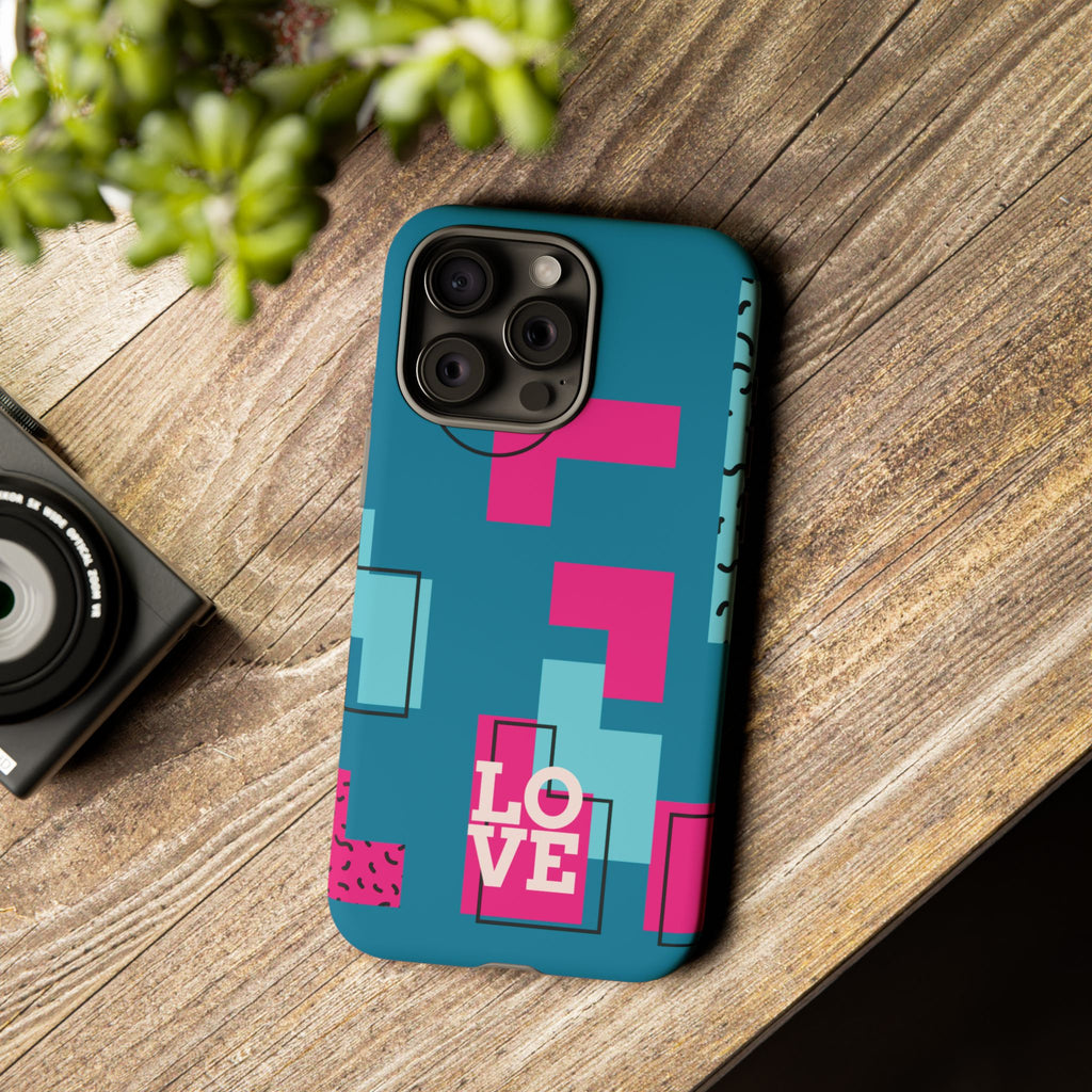 LOVE Teal Green Tough Phone Case for iPhone, Galaxy, or Google Pixel