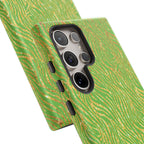 Neon Green Gold Zebra Tough Phone Case for iPhone, Galaxy, or Google Pixel
