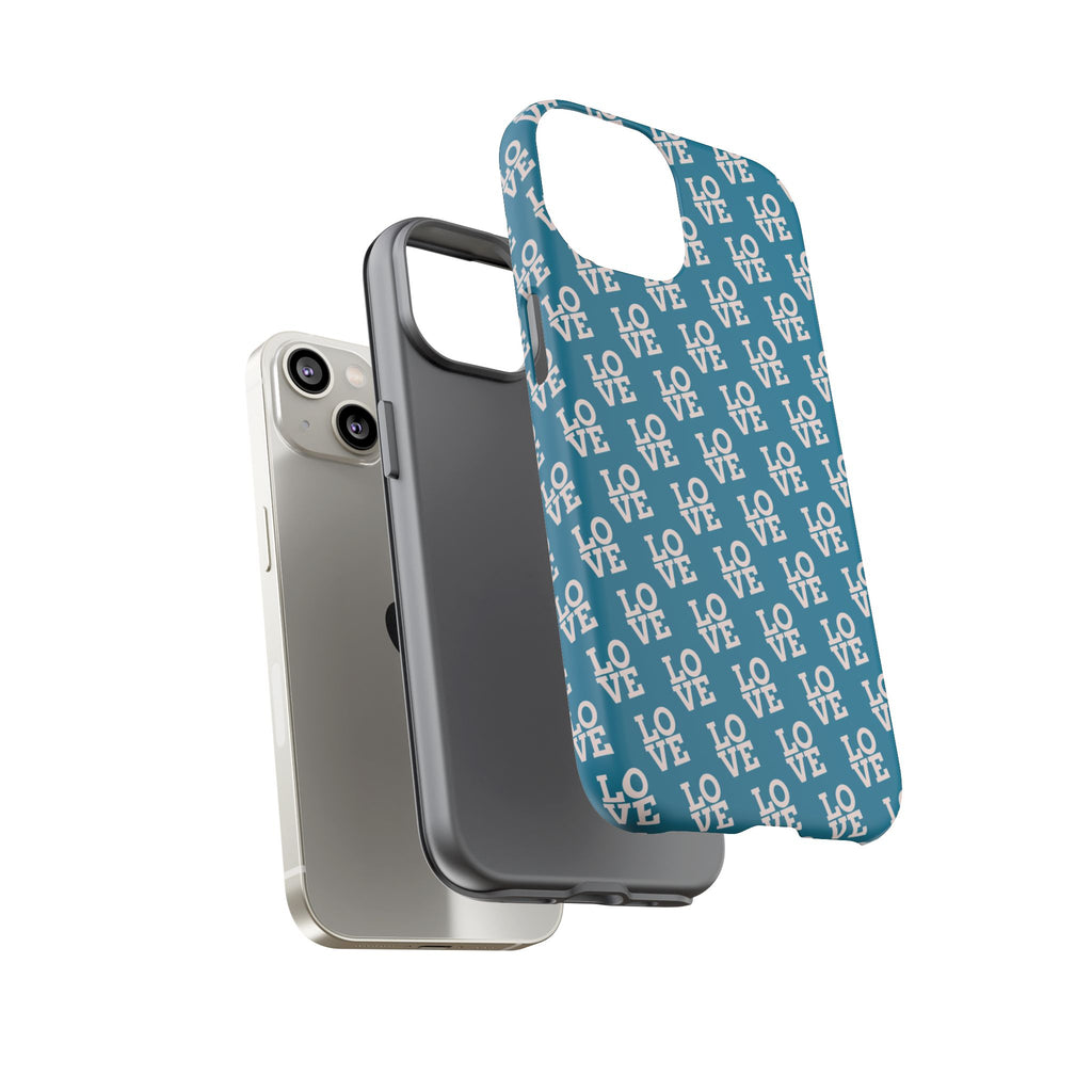 LOVE Teal Green Tough Phone Case iPhone, Galaxy, or Google Pixel