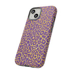Purple Gold Leopard Tough Phone Case for iPhone, Galaxy, or Google Pixel