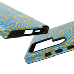 Blue Gold Zebra Tough Case for iPhone, Galaxy, or Google Pixel