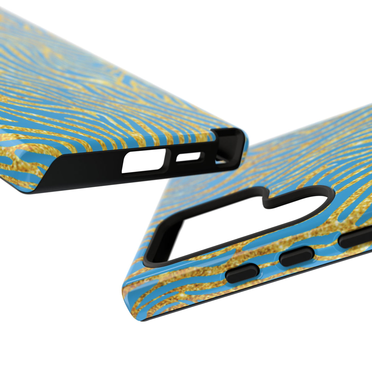 Blue Gold Zebra Tough Case for iPhone, Galaxy, or Google Pixel