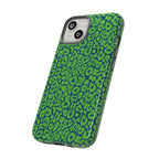 Blue Neon Green  Leopard Tough Phone Case for iPhone, Galaxy, or Google Pixel