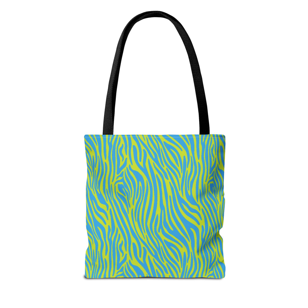 Blue Neon Lime Zebra Tote Bags