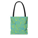 Blue Neon Lime Zebra Tote Bags