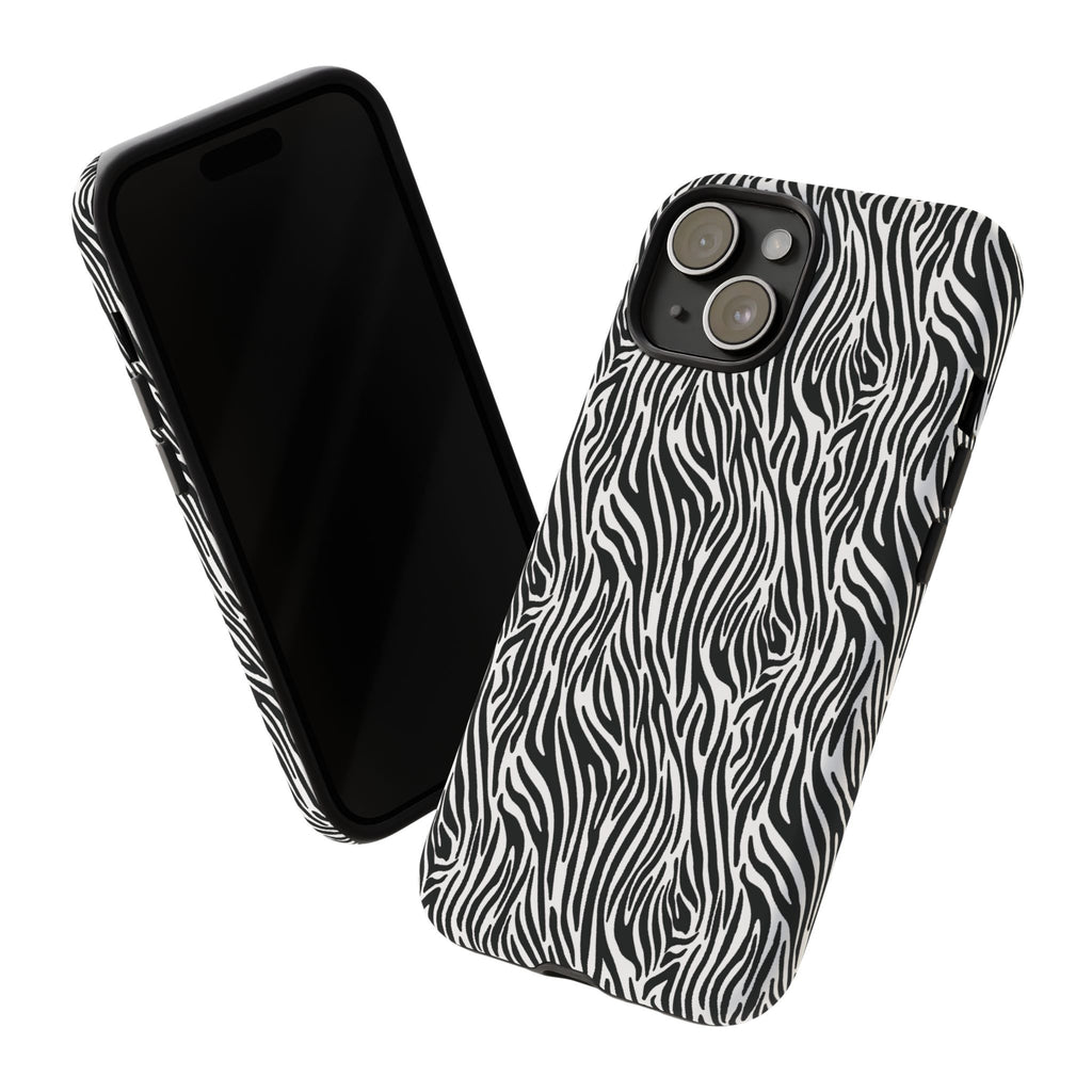Black and White Zebra Print Tough Case iPhone, Galaxy and Google Pixel