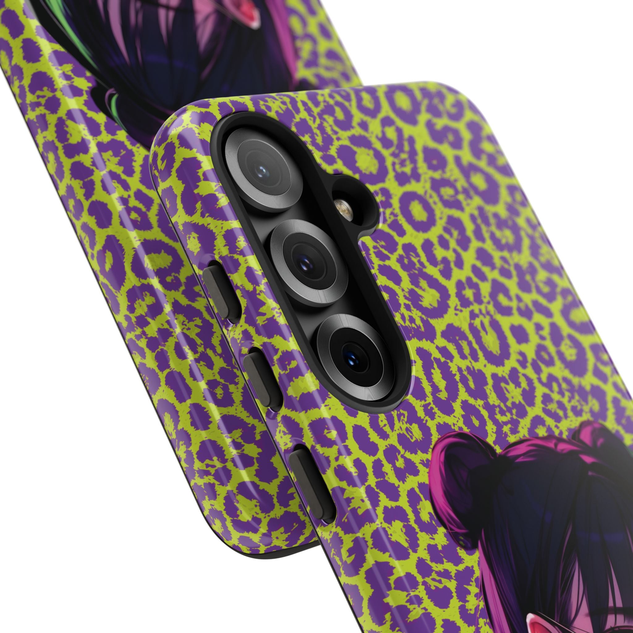 Purple Neon Lime Leopard Kz Tough Case for iPhone, Galaxy, or Google Pixel