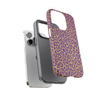 Purple Gold Leopard Tough Phone Case for iPhone, Galaxy, or Google Pixel