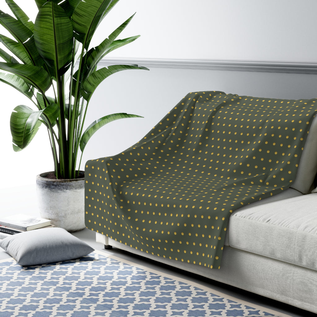 Gold Polka Dots Sherpa Fleece Blanket - Cozy Home Decor