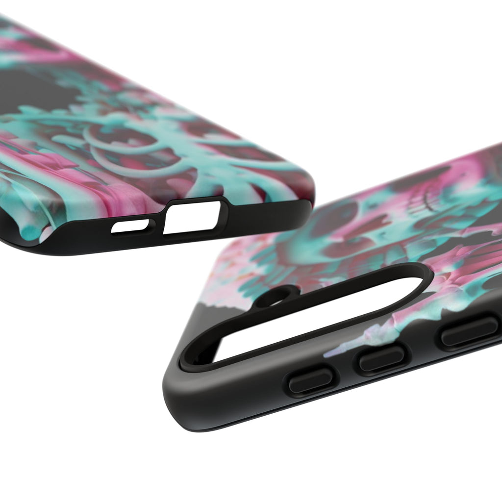 Neon Pink Skeleton (Black) Tough Phone Case for iPhone, Galaxy, or Google Pixel