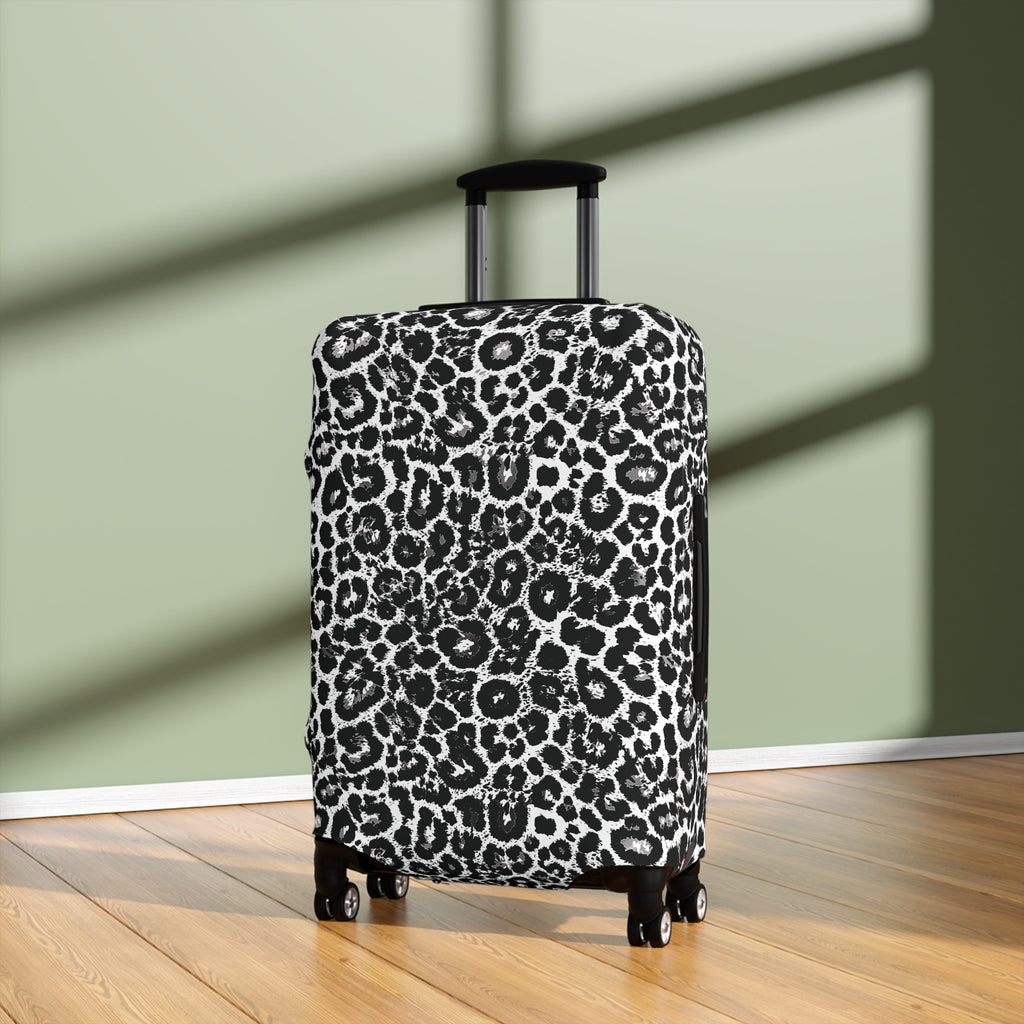 Leopard Print Black and White Luggage Cover