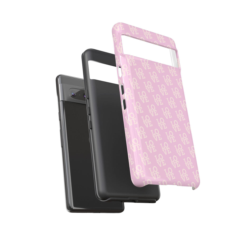 LOVE Pink Tough Phone Case for iPhone, Galaxy, or Google Pixel